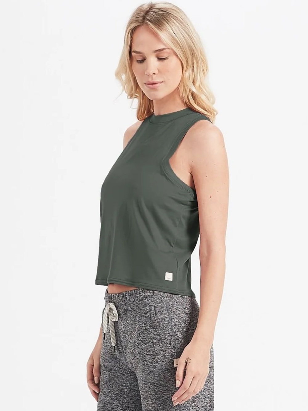 VUORI Women's L Oregano Green Soft Lightweight High-Neck Energy Tank Top in EUC
